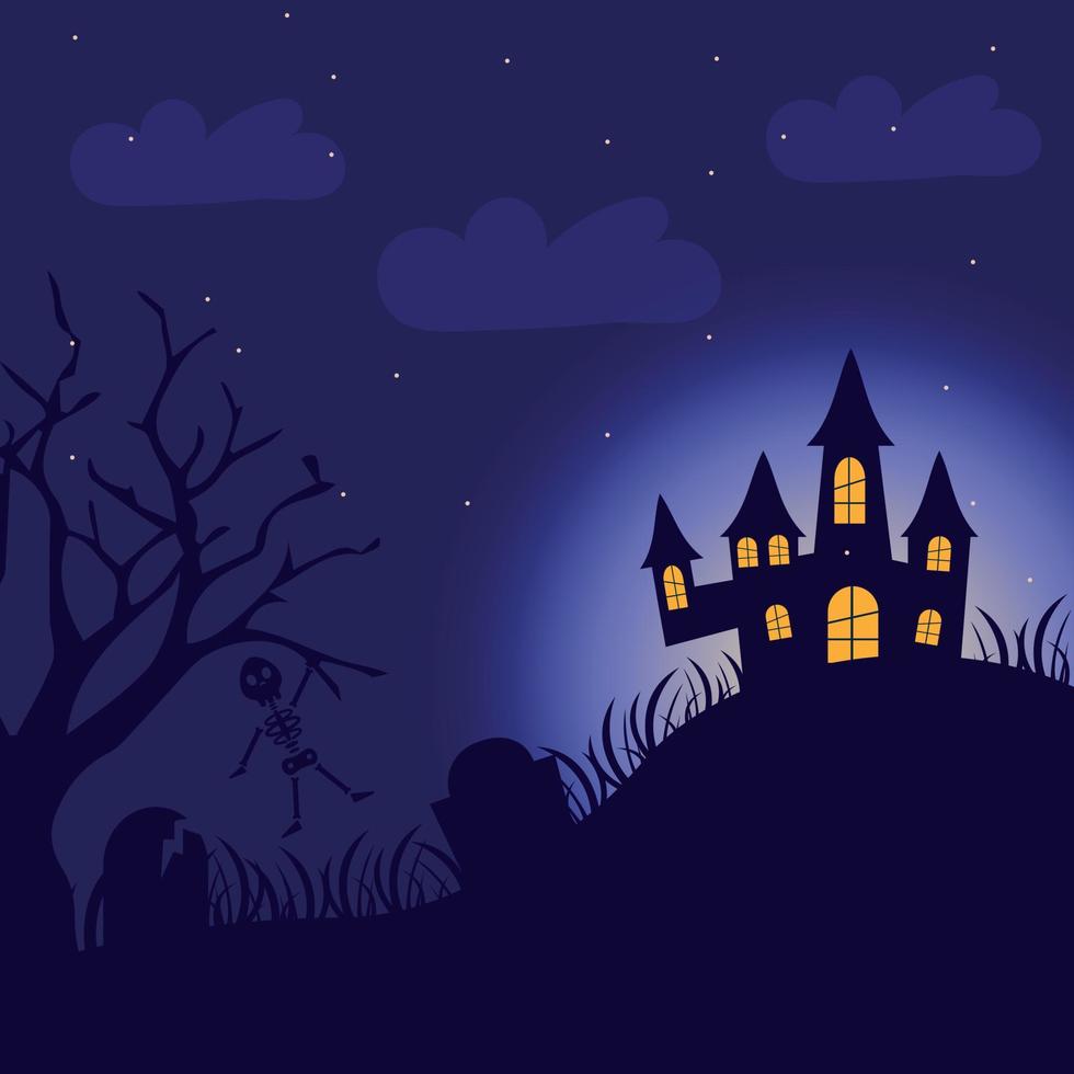 halloween achtergrond, skelet poster. vector illustratie