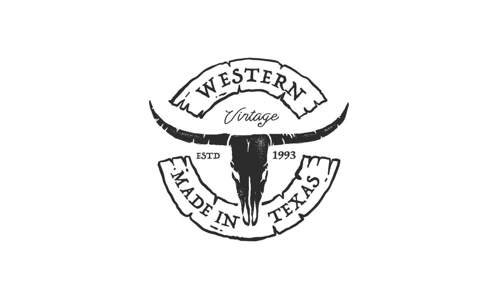 Texas Longhorn logo, land western stier vee wijnoogst retro logo ontwerp vector