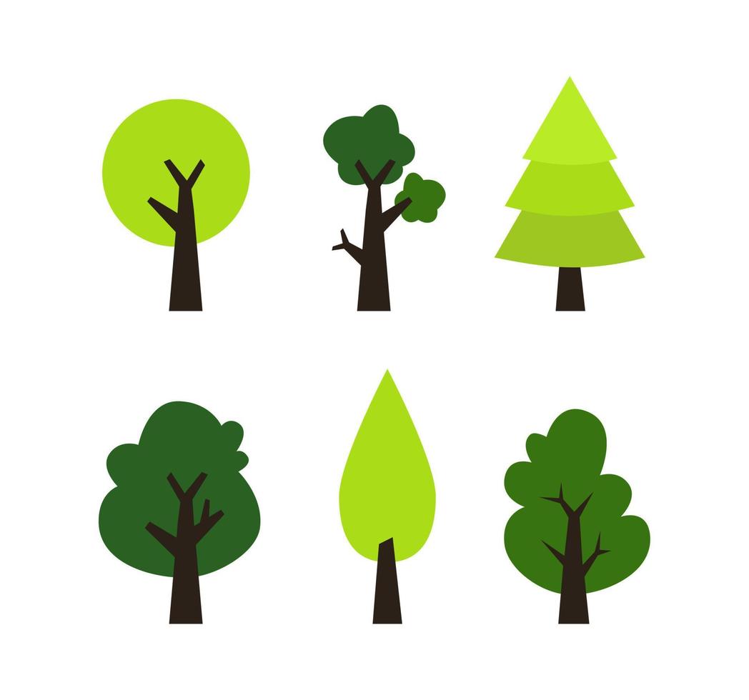 reeks van boom in voorjaar seizoen, groente, limoen, esdoorn- boom, pijnboom boom, voor voorjaar decoratie en ontwerp elementen, schattig stijl illustratie vector