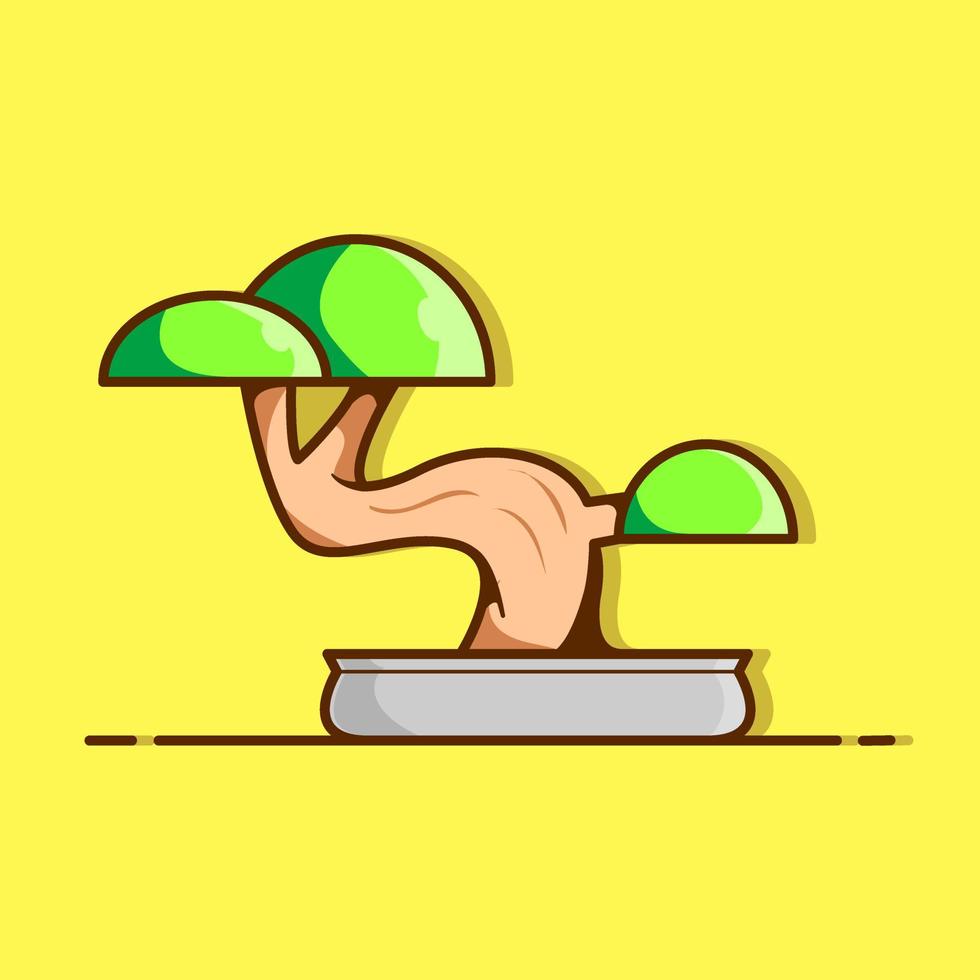 premie vector l schattig koel bonsai vector. gemakkelijk vlak afbeelding. geschikt voor bedrijf voorstellen.