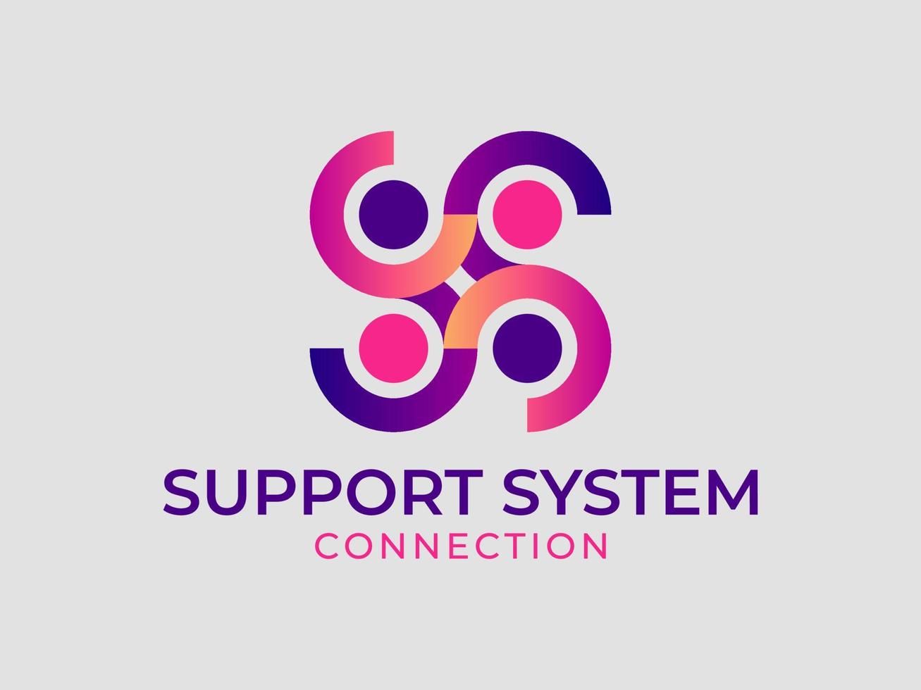ondersteuning systeem, samenspel en vennootschap logo vector icoon illustratie