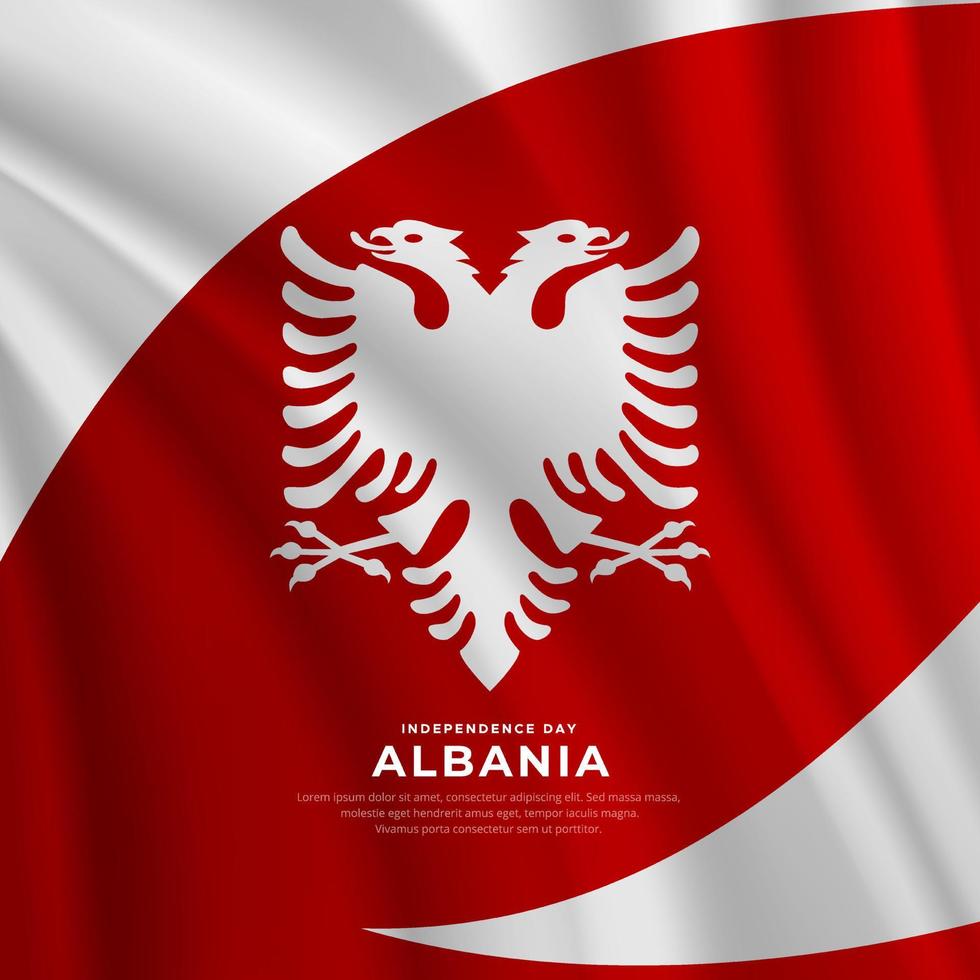 modern en verbazingwekkend Albanië onafhankelijkheid dag ontwerp met golvend vlag vector