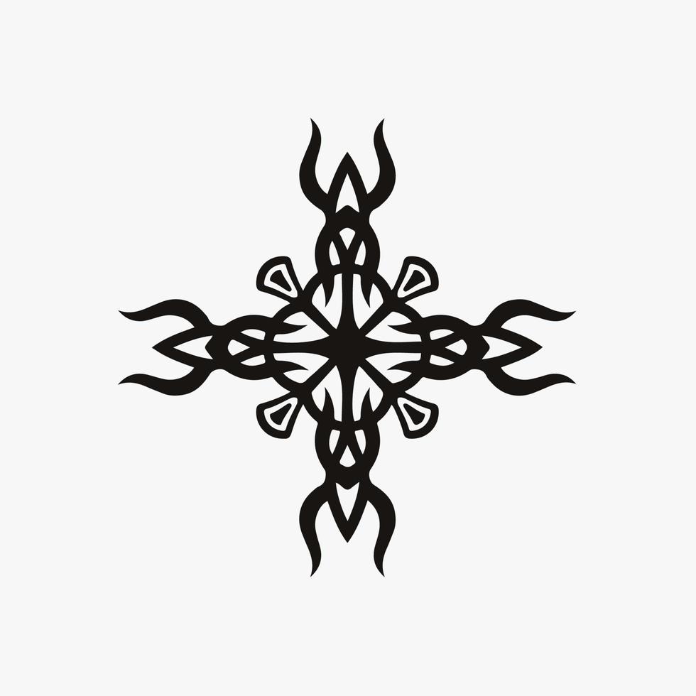 zwart mandala drietand symbool logo Aan wit achtergrond. stencil sticker tatoeëren ontwerp. vlak vector illustratie.