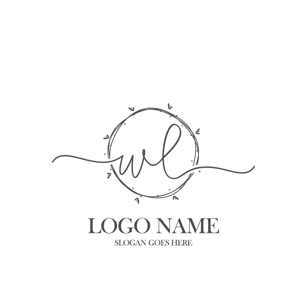 eerste wl schoonheid monogram en elegant logo ontwerp, handschrift logo van eerste handtekening, bruiloft, mode, bloemen en botanisch met creatief sjabloon. vector