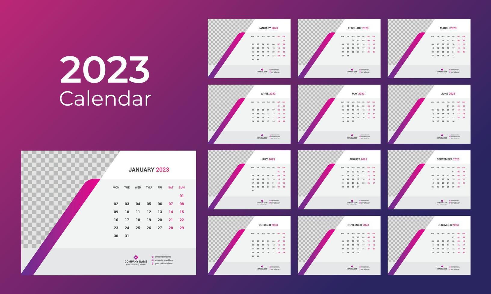 bureaukalender 2023 vector