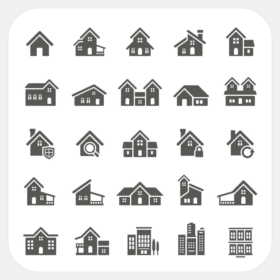 huizen pictogrammen set, echt landgoed vector