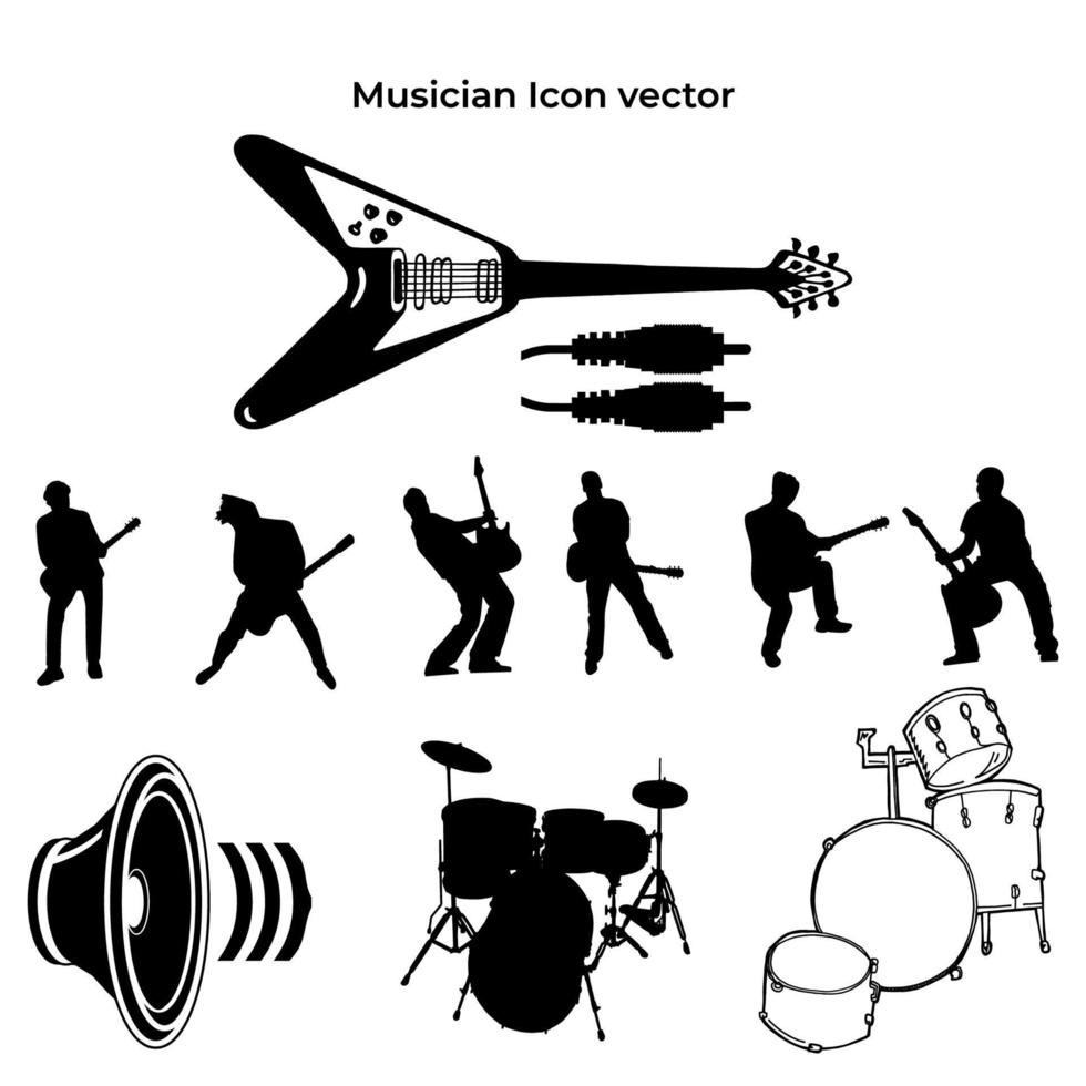 reeks van muziek- concert silhouetten element. geluid en leven concert illustratie. eps 10 vector