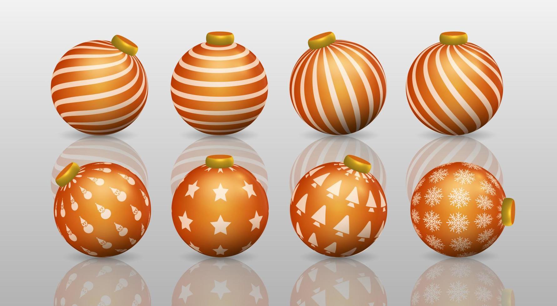 reeks van oranje Kerstmis bal decoraties, ornamenten met divers patronen vector