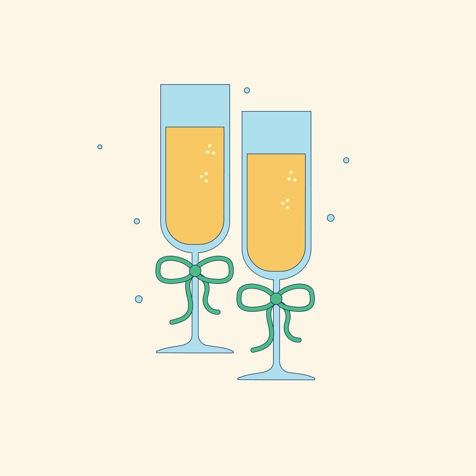 twee Champagne bril met bogen. vector illustratie.