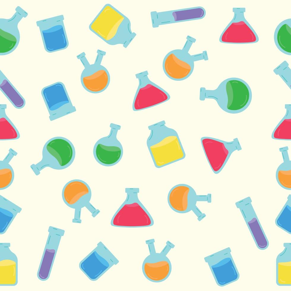 naadloos patroon van een laboratorium fles. vector illustratie