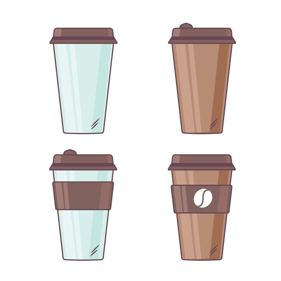 reeks van tekenfilm papier koffie cups vector