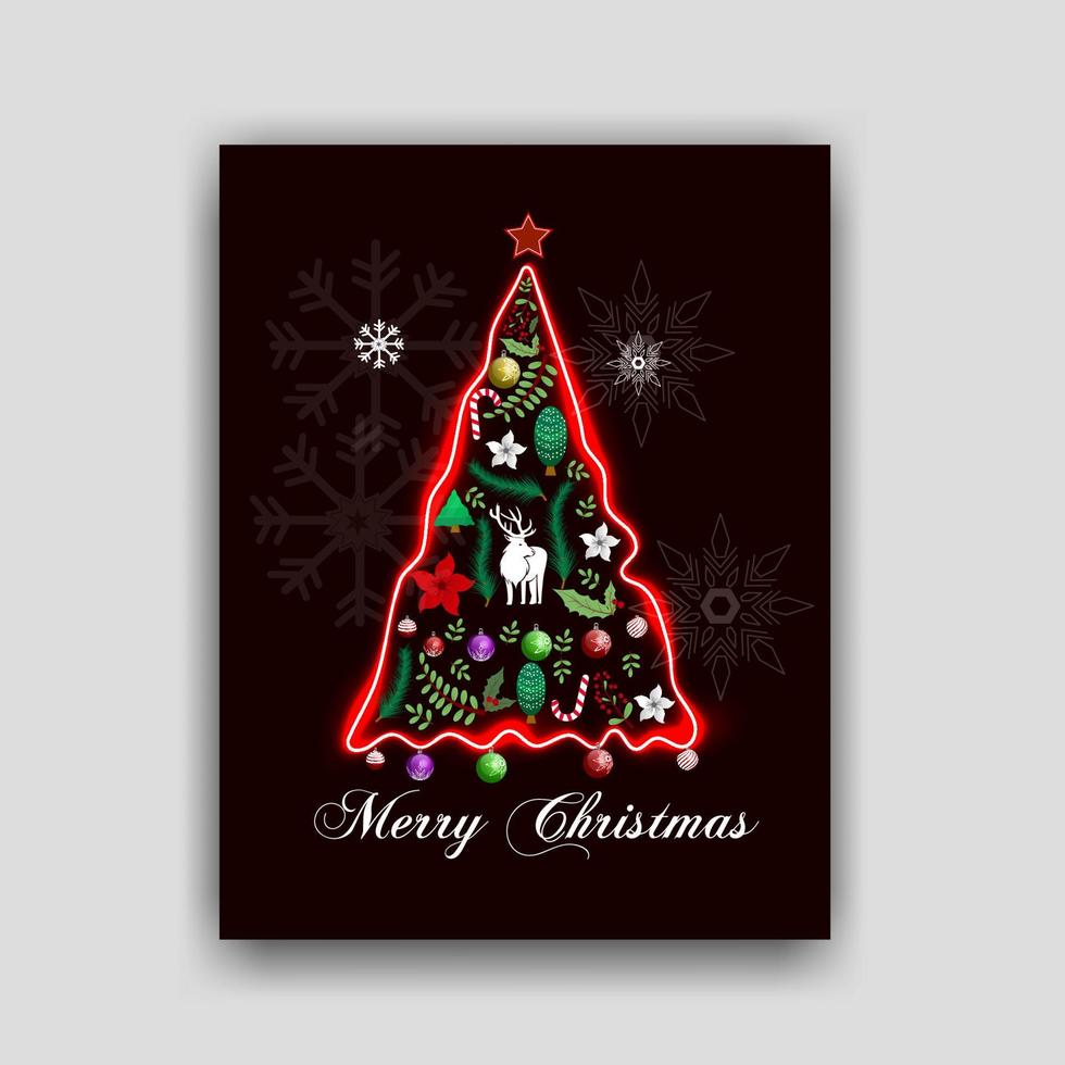 verlicht boom Kerstmis viering dag poster vector