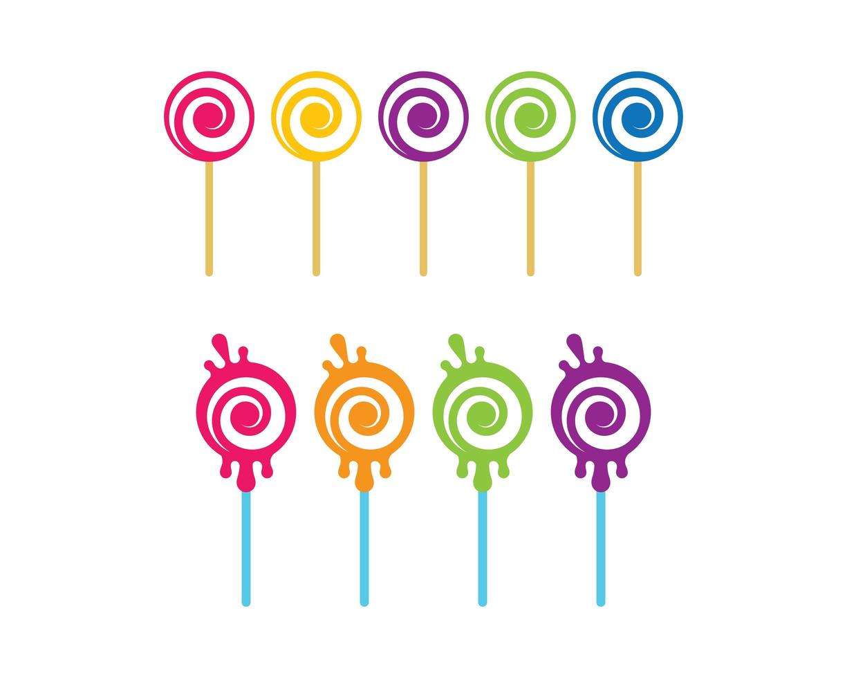 lolly set met verschillende kleuren vector