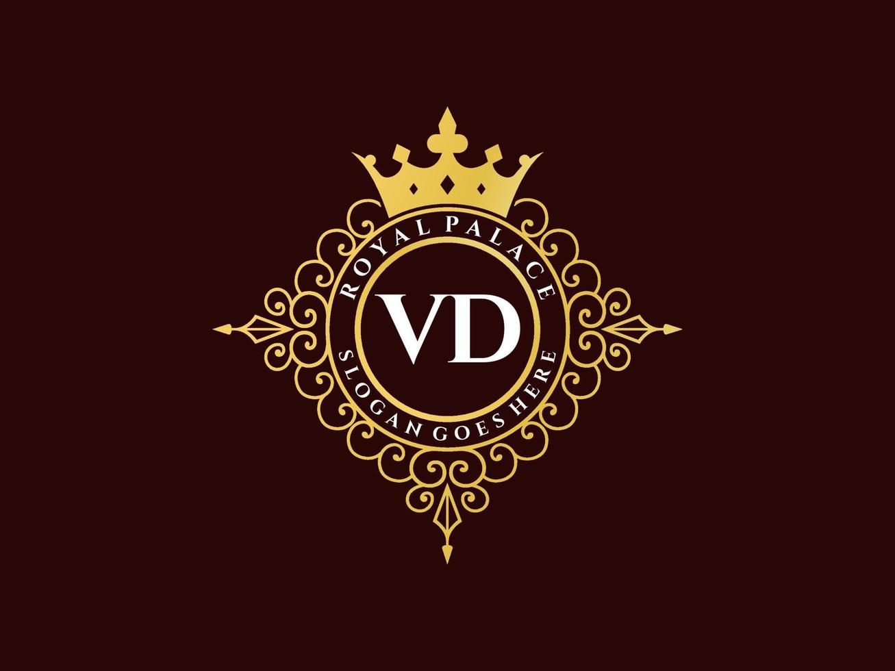 brief vd antiek Koninklijk luxe Victoriaans logo met sier- kader. vector