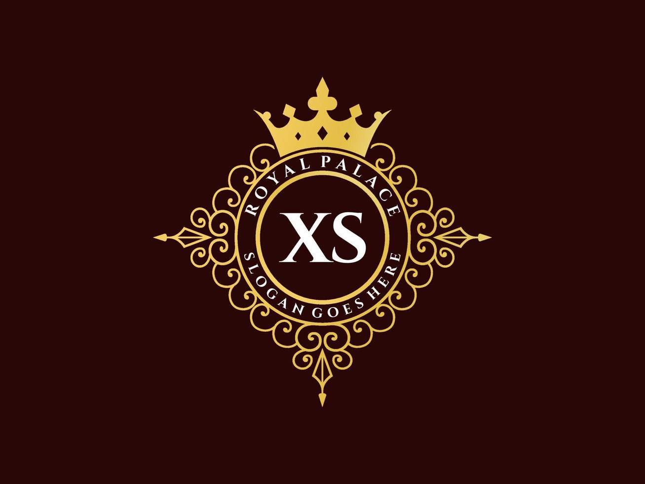 brief xs antiek Koninklijk luxe Victoriaans logo met sier- kader. vector