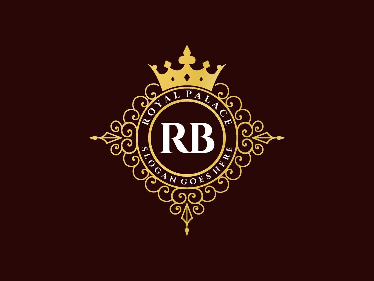 brief rb antiek Koninklijk luxe Victoriaans logo met sier- kader. vector