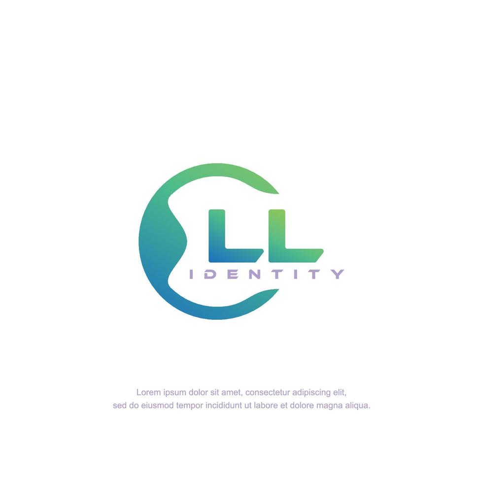 ll eerste brief circulaire lijn logo sjabloon vector met helling kleur mengsel