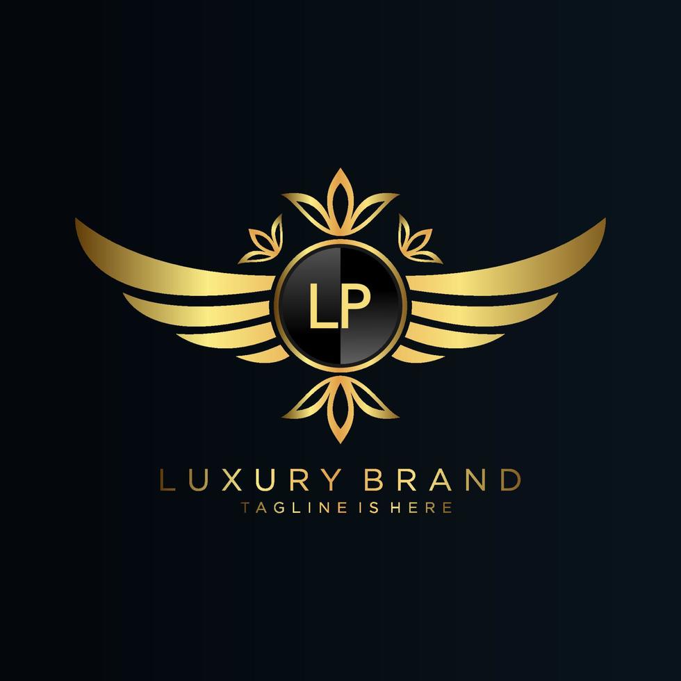 lp brief eerste met Koninklijk sjabloon.elegant met kroon logo vector, creatief belettering logo vector illustratie.