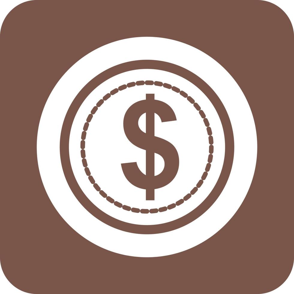 dollar munt glyph ronde achtergrond icoon vector