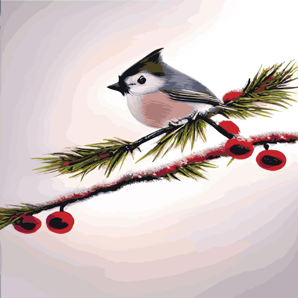 vector realistisch gedetailleerd vector illustratie winter vogelstand takken. winter ontwerp elementen kerstmis, vakantie. zittend Afdeling. winter achtergrond. boom Afdeling zonder bladeren met vliegend vogels.