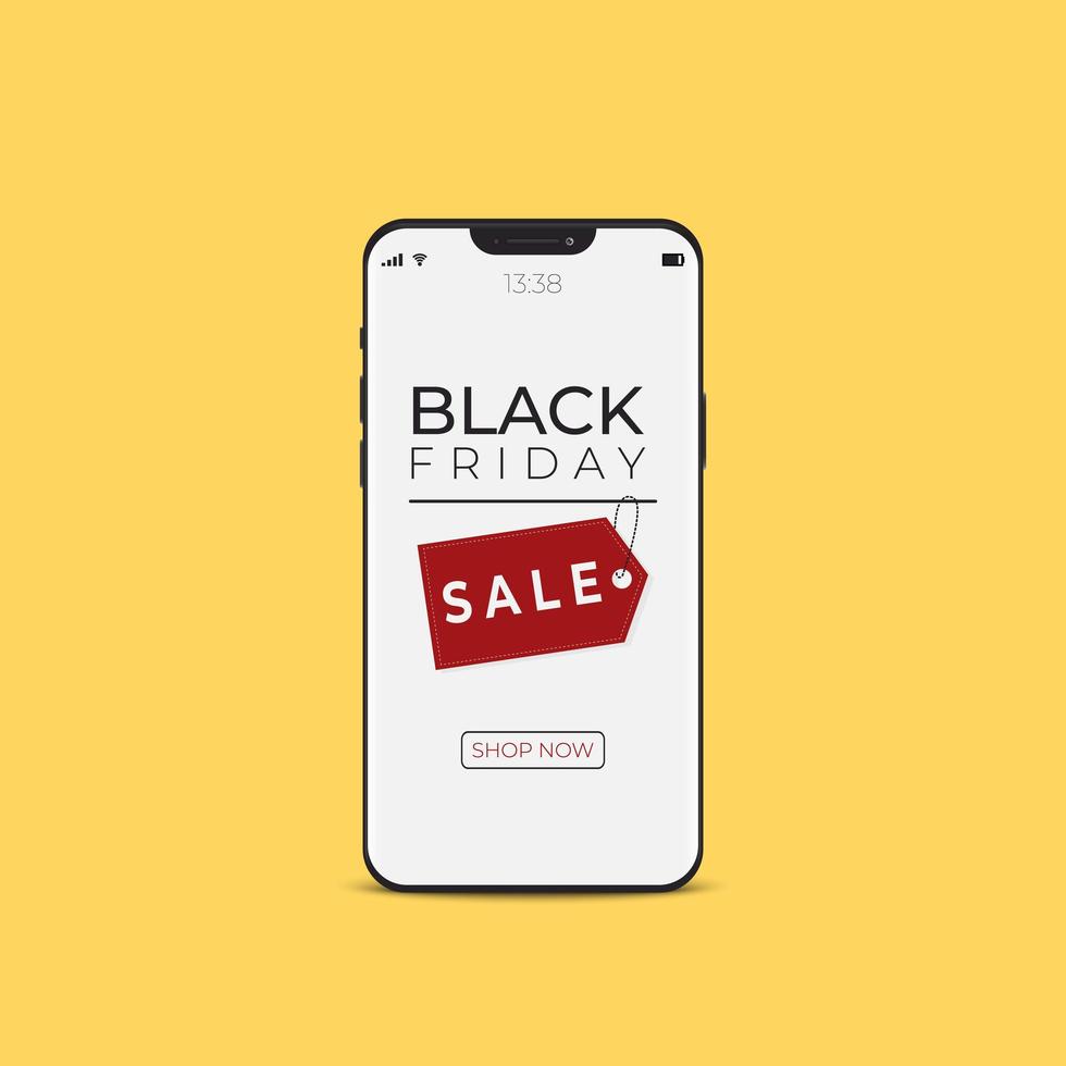 zwarte vrijdagverkoop online winkel met smartphone met digitale technologie vector