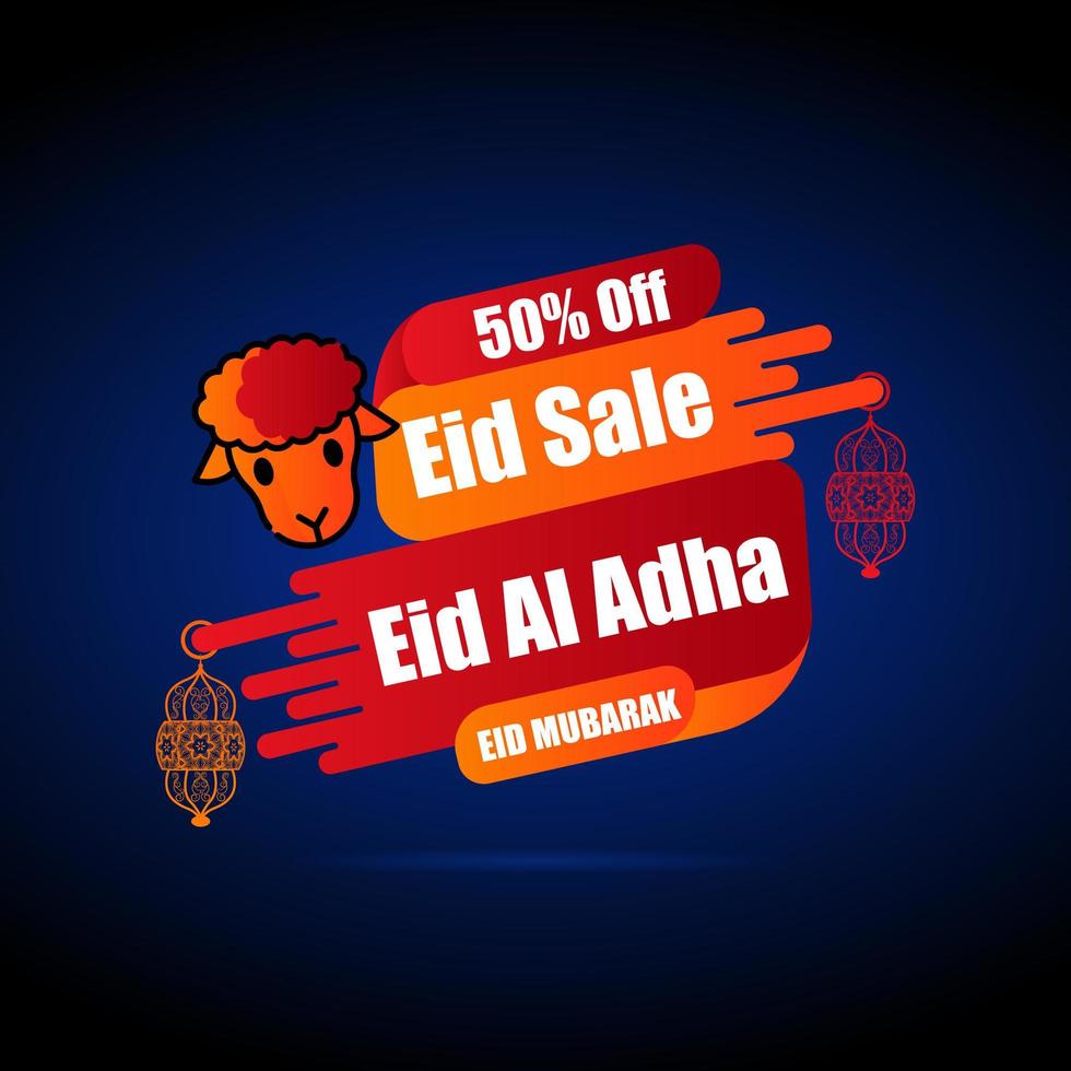 eid festivalaanbieding poster met lam vector