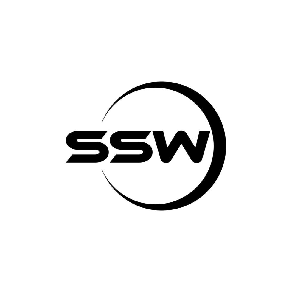 ssw brief logo ontwerp met wit achtergrond in illustrator. vector logo, schoonschrift ontwerpen voor logo, poster, uitnodiging, enz.