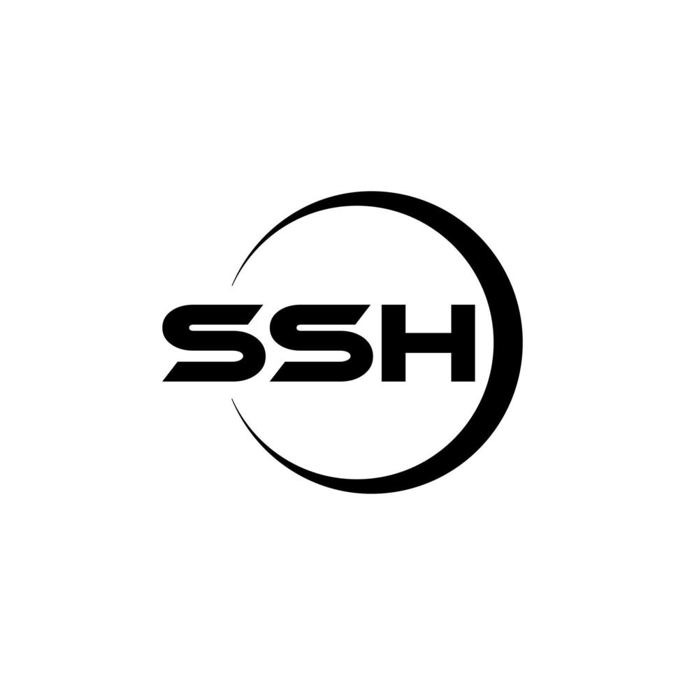 ssh brief logo ontwerp met wit achtergrond in illustrator. vector logo, schoonschrift ontwerpen voor logo, poster, uitnodiging, enz.