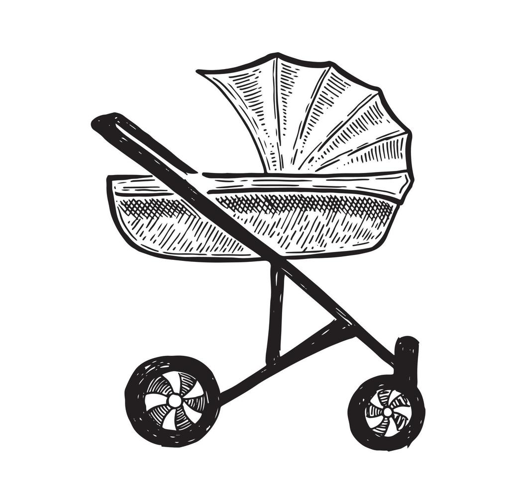 kinderwagen hand getekende vectorillustratie. vector