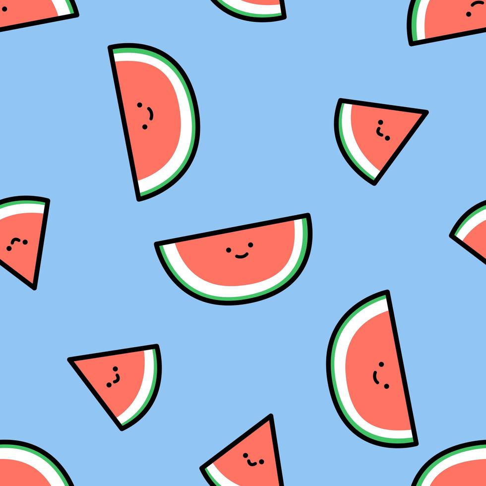 schattige lachende watermeloen cartoon naadloze patroon vector