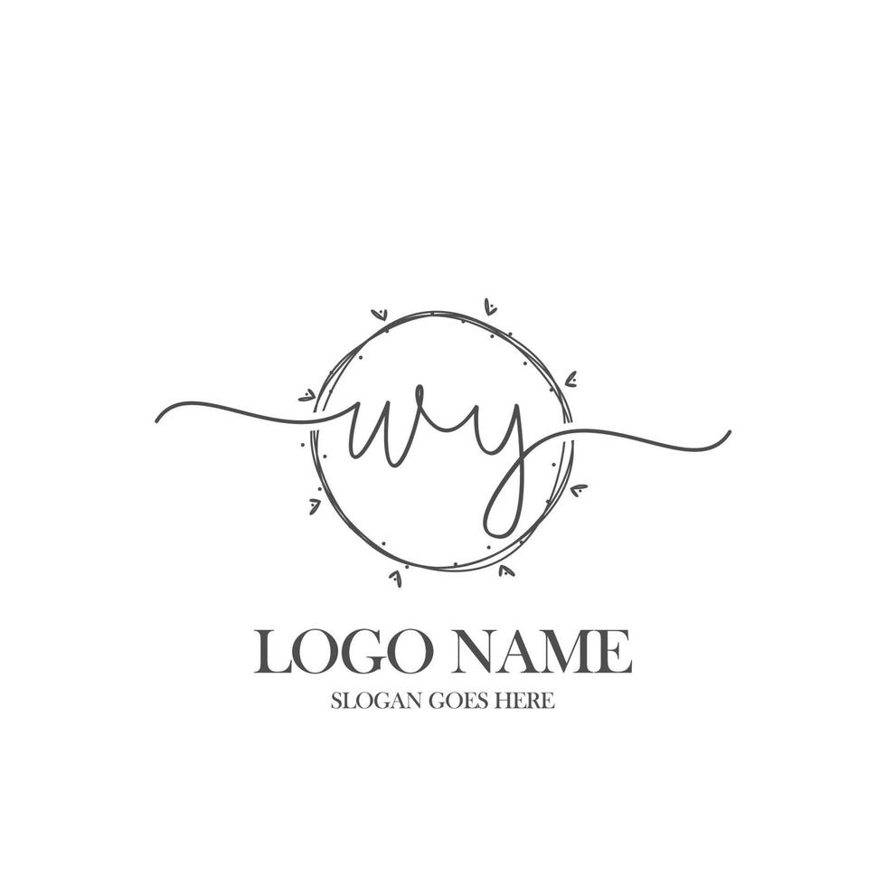 eerste wy schoonheid monogram en elegant logo ontwerp, handschrift logo van eerste handtekening, bruiloft, mode, bloemen en botanisch met creatief sjabloon. vector
