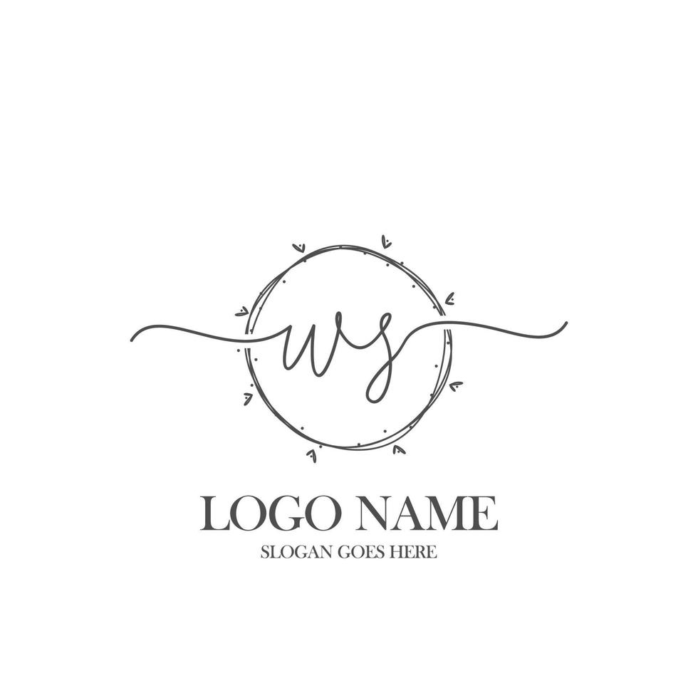 eerste ws schoonheid monogram en elegant logo ontwerp, handschrift logo van eerste handtekening, bruiloft, mode, bloemen en botanisch met creatief sjabloon. vector