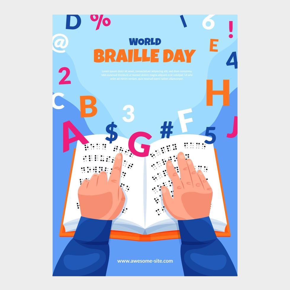 wereld braille dag poster vector