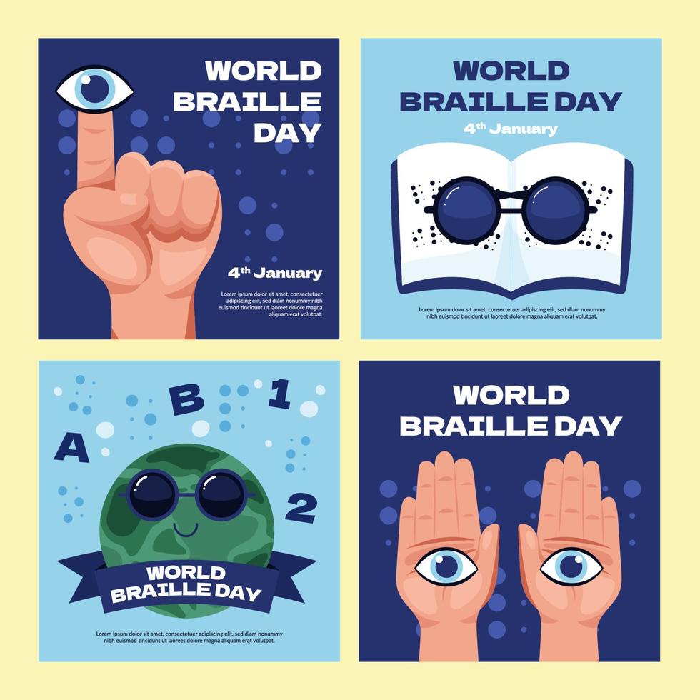 wereld braille dag sociaal media post vector