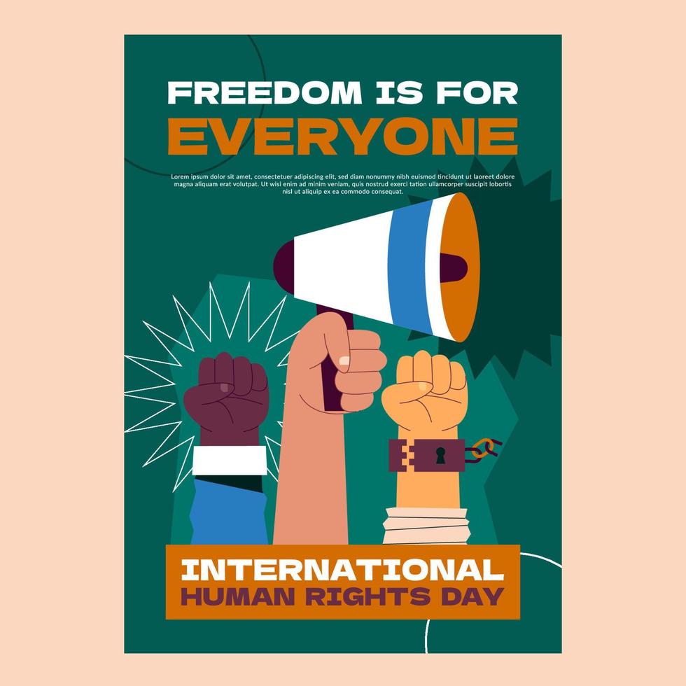 retro menselijk rechten dag poster vector
