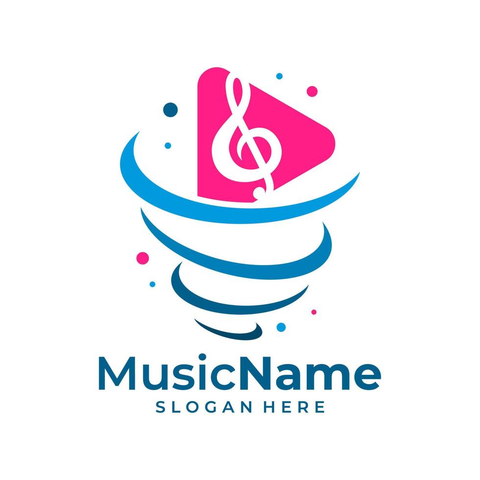 tornado muziek- logo vector. muziek- tornado logo ontwerp sjabloon vector