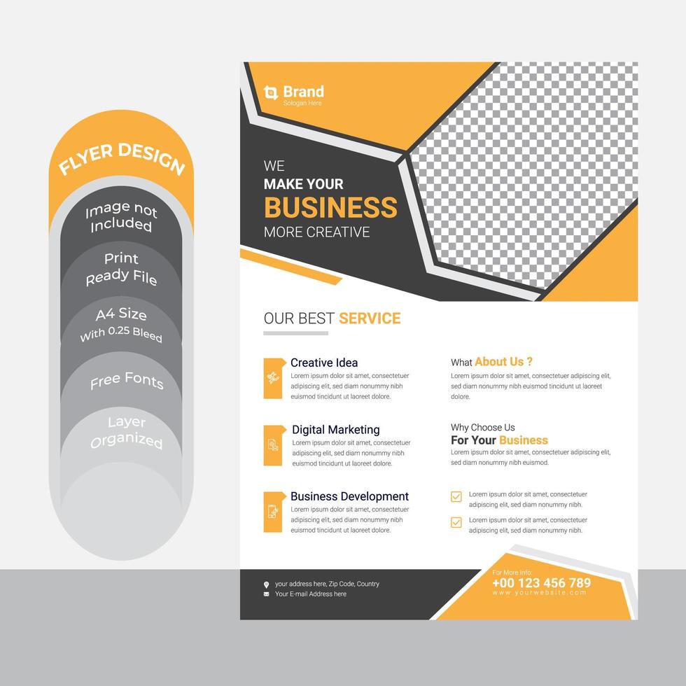 geel zwart business flyer-sjabloon vector