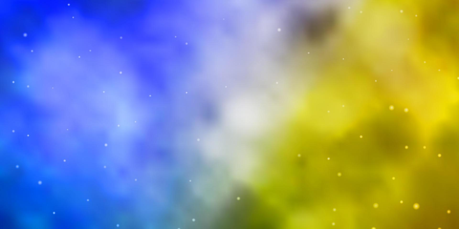 lichtblauwe, gele vectorachtergrond met kleurrijke sterren. vector