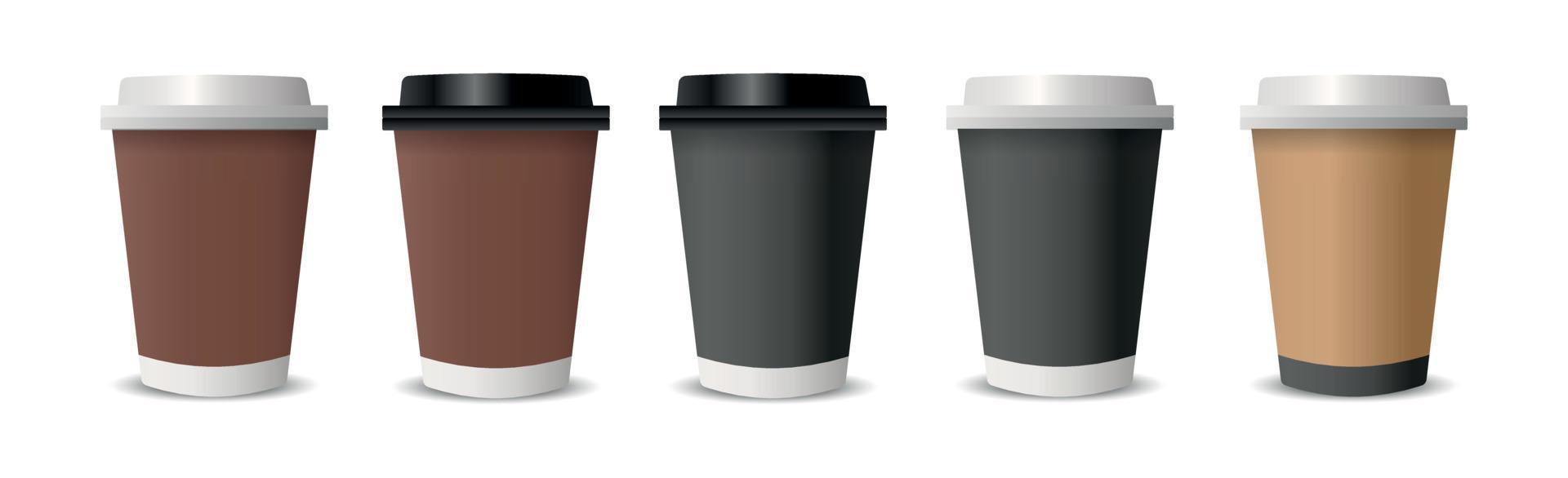realistische kopjes voor koffie en thee op een witte achtergrond - vector