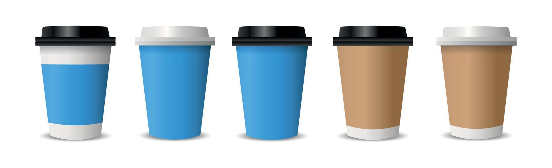 realistische kopjes voor koffie en thee op een witte achtergrond - vector