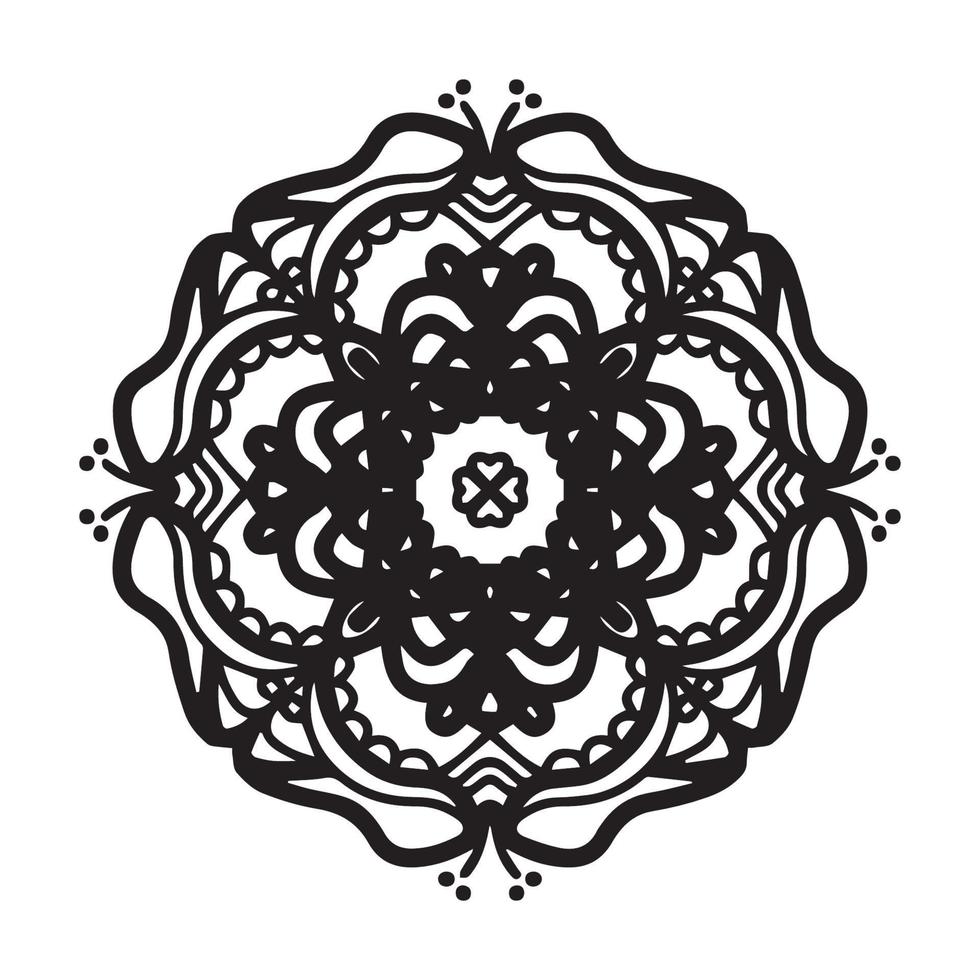 circulaire mandala zwart en wit patroon, versierd met Boheems koel mandala kunst, henna- bloemen, mehndi rite en monochroom symmetrisch. kleur boek bladzijde mandaal, anti stress therapie. vector