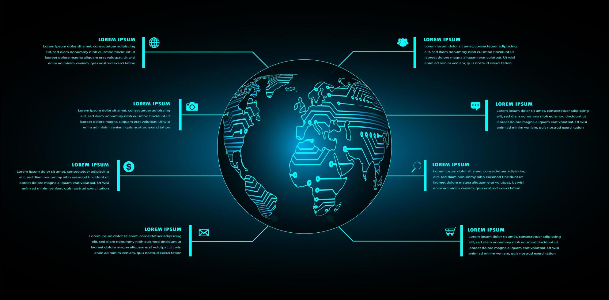 wereld binaire printplaat toekomstige technologie concept vector