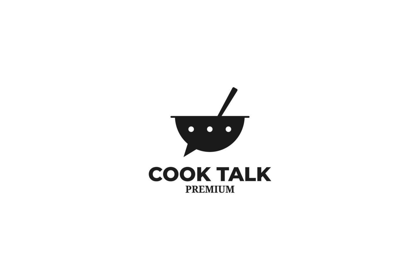 vlak koken pan praten logo ontwerp vector illustratie