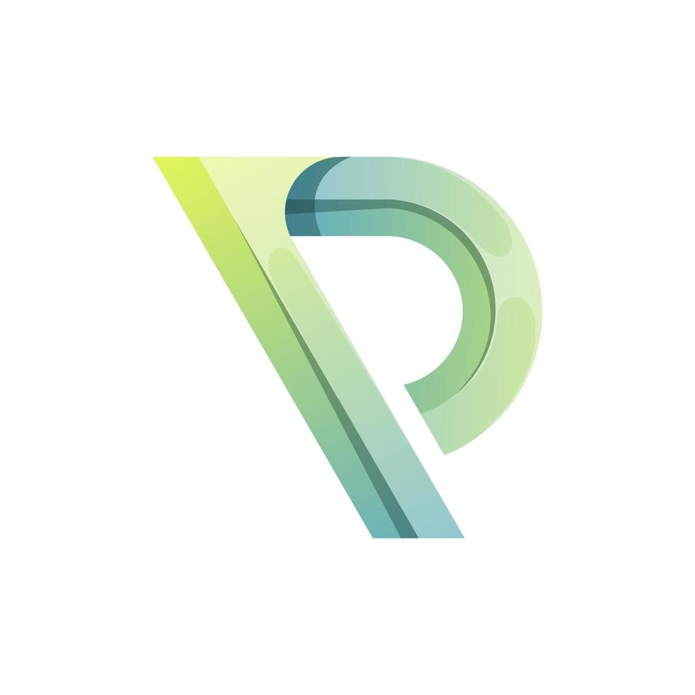vector logo illustratie brief p helling kleurrijk stijl