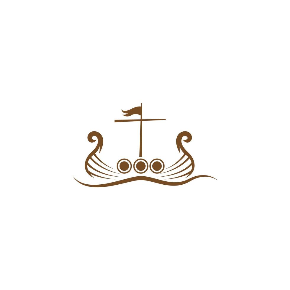 viking schip icoon logo ontwerp illustratie vector