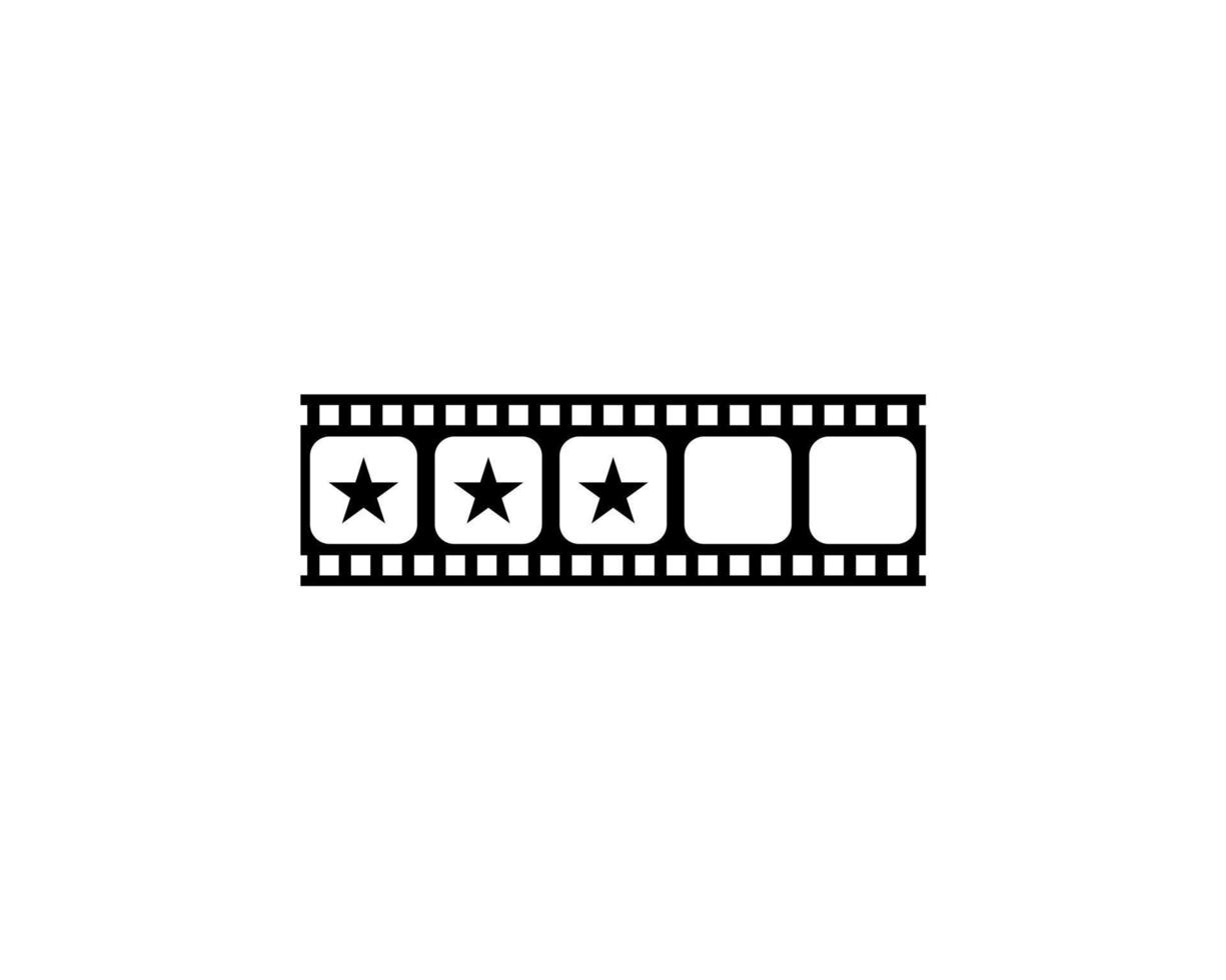 zichtbaar van de vijf, 5 ster teken in de film streep silhouet. beoordeling icoon symbool voor film of film opnieuw bekijken, pictogram, appjes, website of grafisch ontwerp element. beoordeling 3 ster. vector illustratie