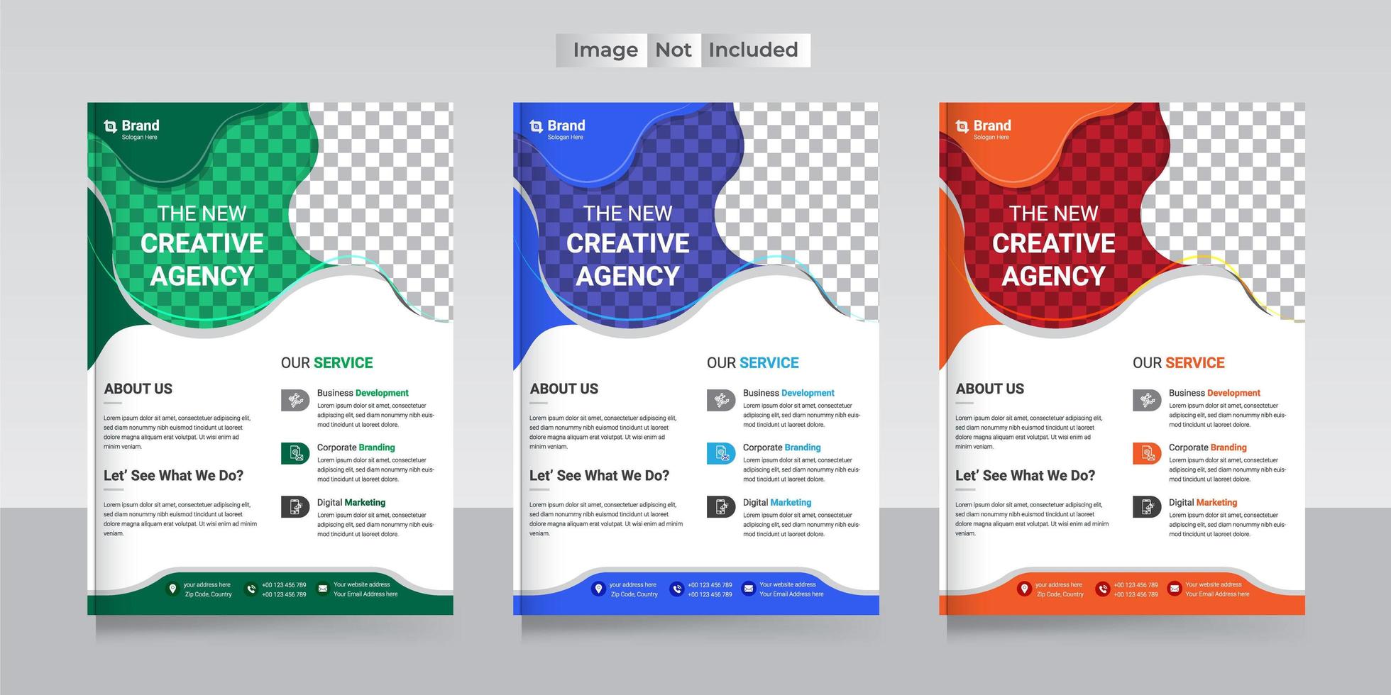 zakelijke flyer ontwerpsjabloon met 3 verschillende opties vector