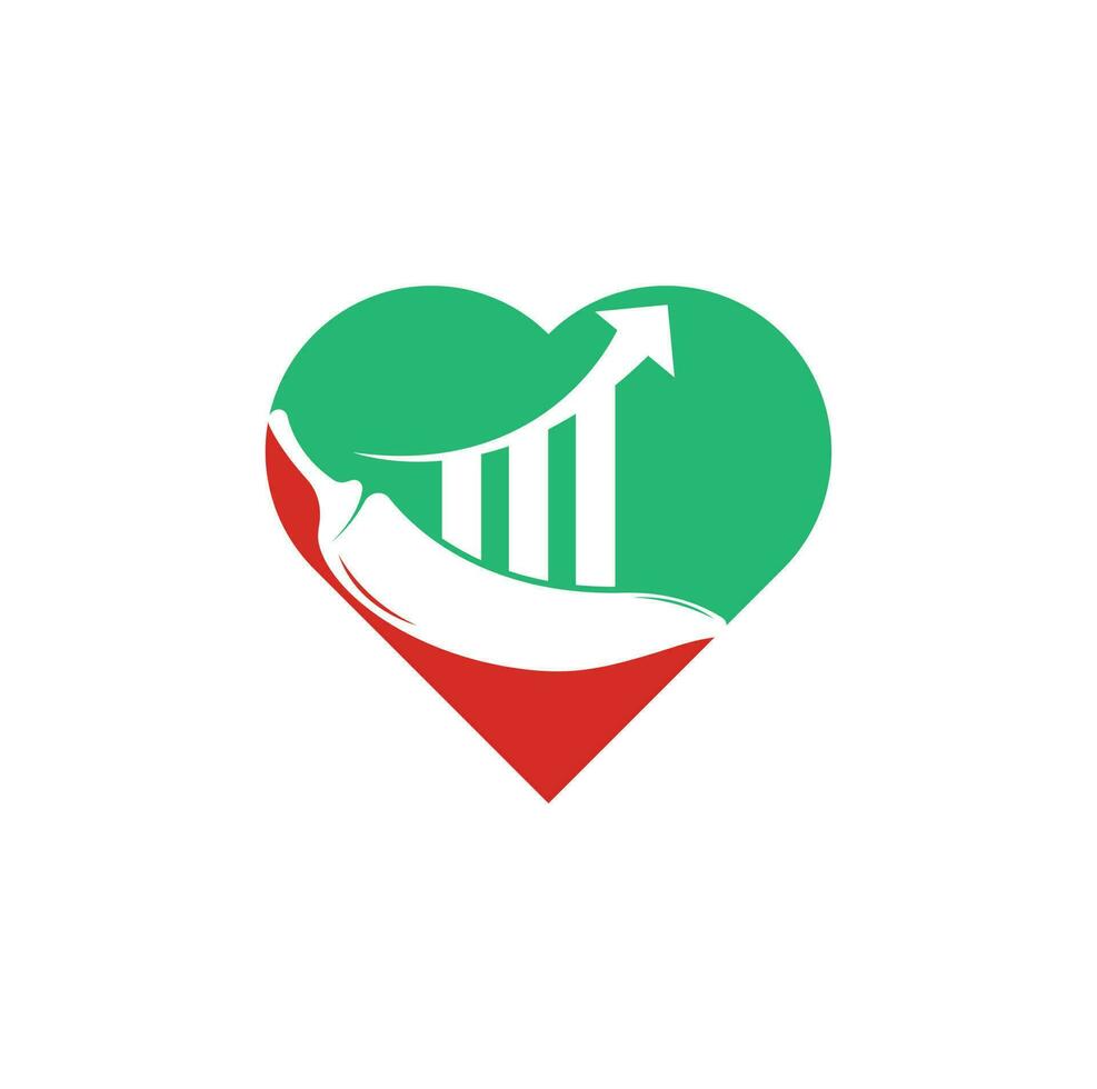 Chili financiën hart vorm concept logo ontwerp. statistieken Chili logo ontwerp vector sjabloon. rood Chili symbool icoon