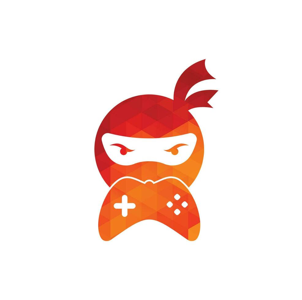Ninja spel logo ontwerp. Ninja gaming logo afbeeldingen voorraad vectoren. Ninja gamepad logo ontwerp icoon vector