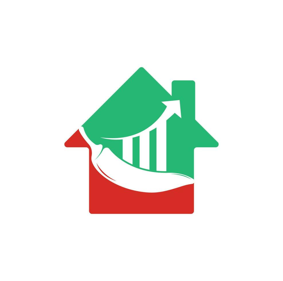 Chili financiën huis vorm concept logo ontwerp. statistieken Chili logo ontwerp vector sjabloon. rood Chili symbool icoon
